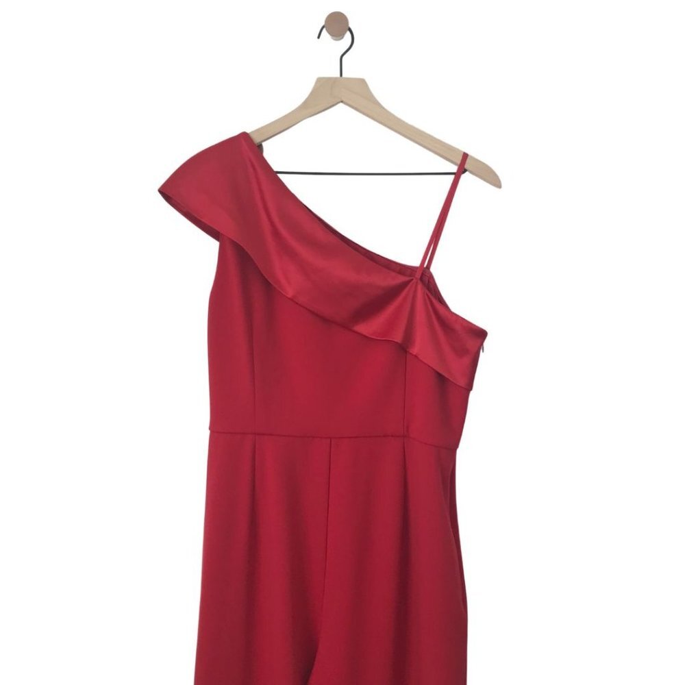 Adrianna Papell One Shoulder Jumpsuit Red 14 - Picture 14 of 17